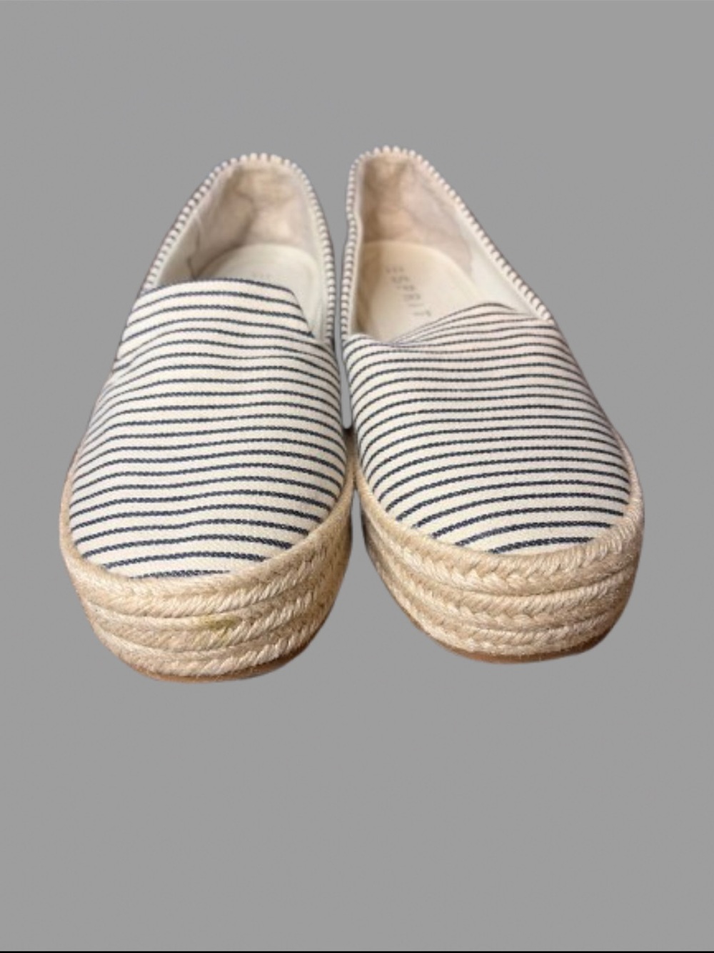 Esprit ‘Carina’ Striped Espadrille Platform Slip-Ons in Navy and White, sz6